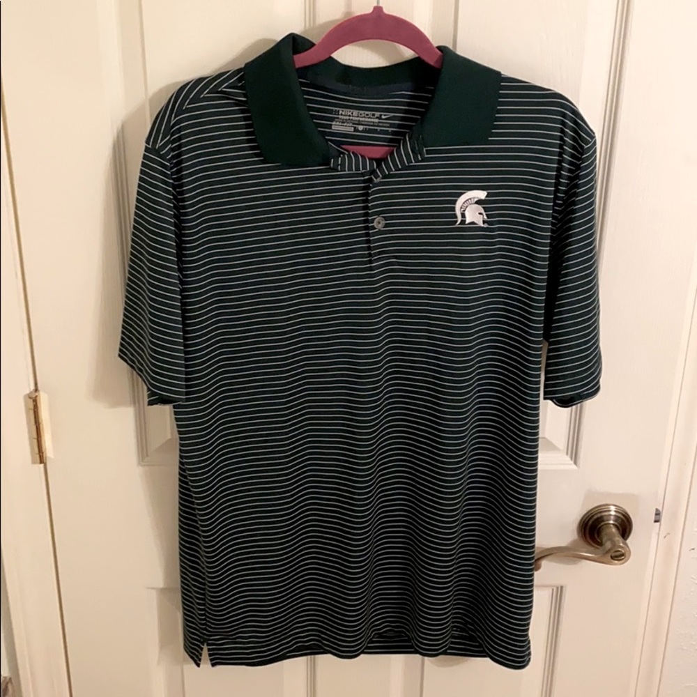 Nike Michigan State Green with White Stripe Polo